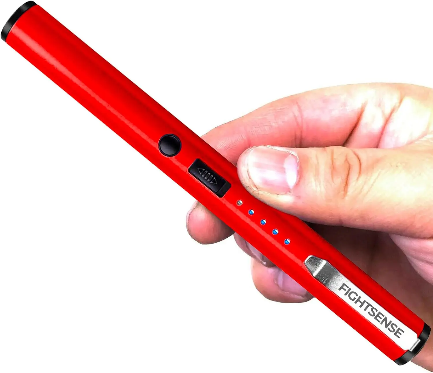 FIGHTSENSE Compact Rechargeable LED Pen Flashlight - Red Handheld Bright Torch, Home Improvement & Camping Portable Lighting Tool