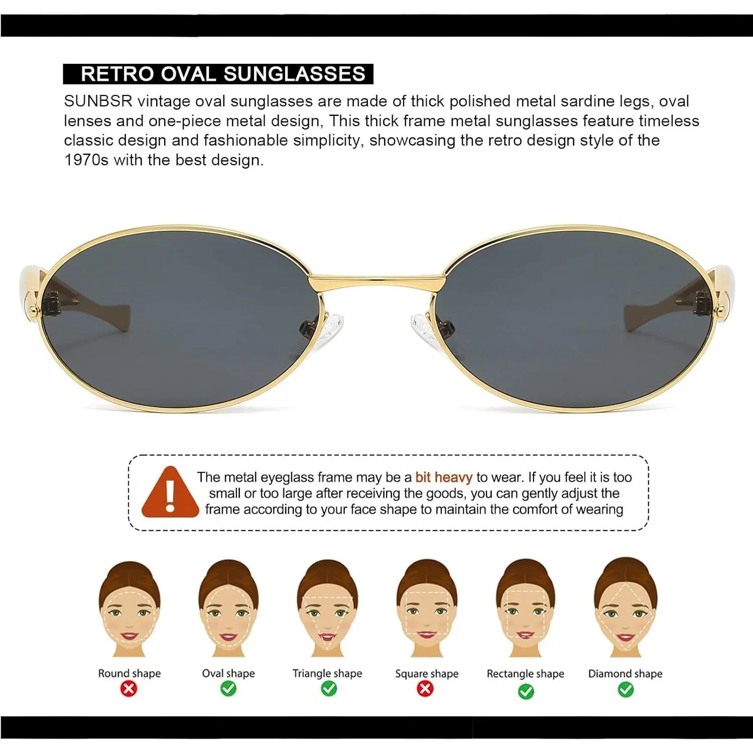 Designer Square & Oval Metal Sunglasses UV400 Protection 2026 Chic Stylish Retro Oval Sunglasses Metal Frame UV400  main image 2