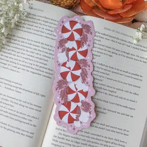 Pink Pepperming Christmas Bookmark for Cozy Booktok Readers