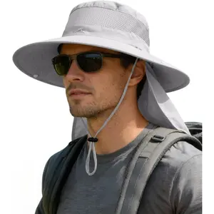 Sun Hats for Men Women Fishing Hat with Neck Flap,UPF 50+ Sun Hat Waterproof Wide Brim Bucket Hats for Safari Hiking