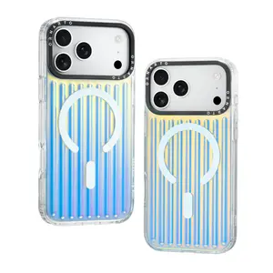 ORNARTO Iridescent Luggage Design iPhone 17 Pro/Pro Max Case Compatible with MagSafe Shockproof Military Grade Drop Protection