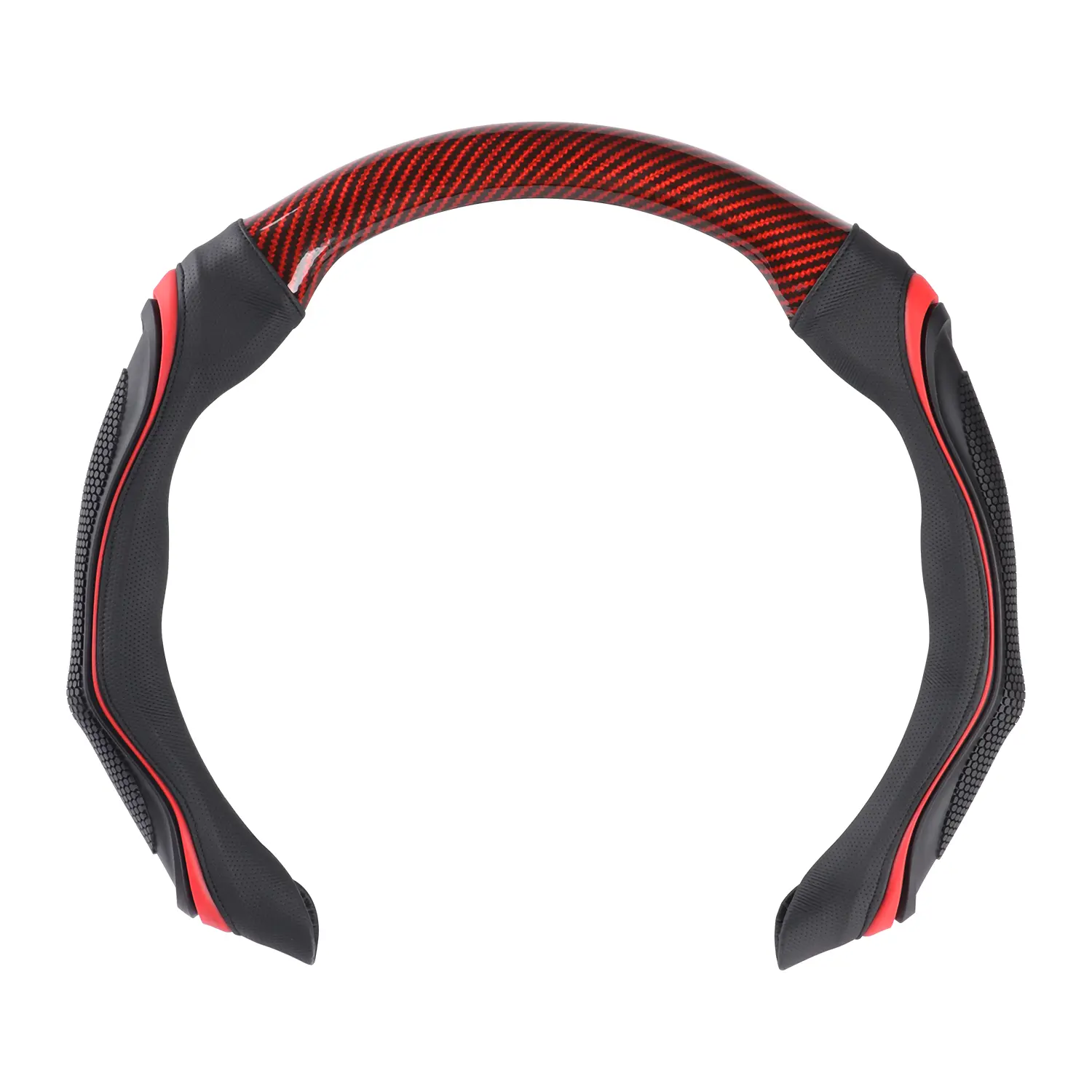 Carbon Fiber Car Steering Wheel Cover, Modern Steering Wheel Covers - Red & Black Grip Enhancer for Improved Comfort, Stylish Interior Upgrade