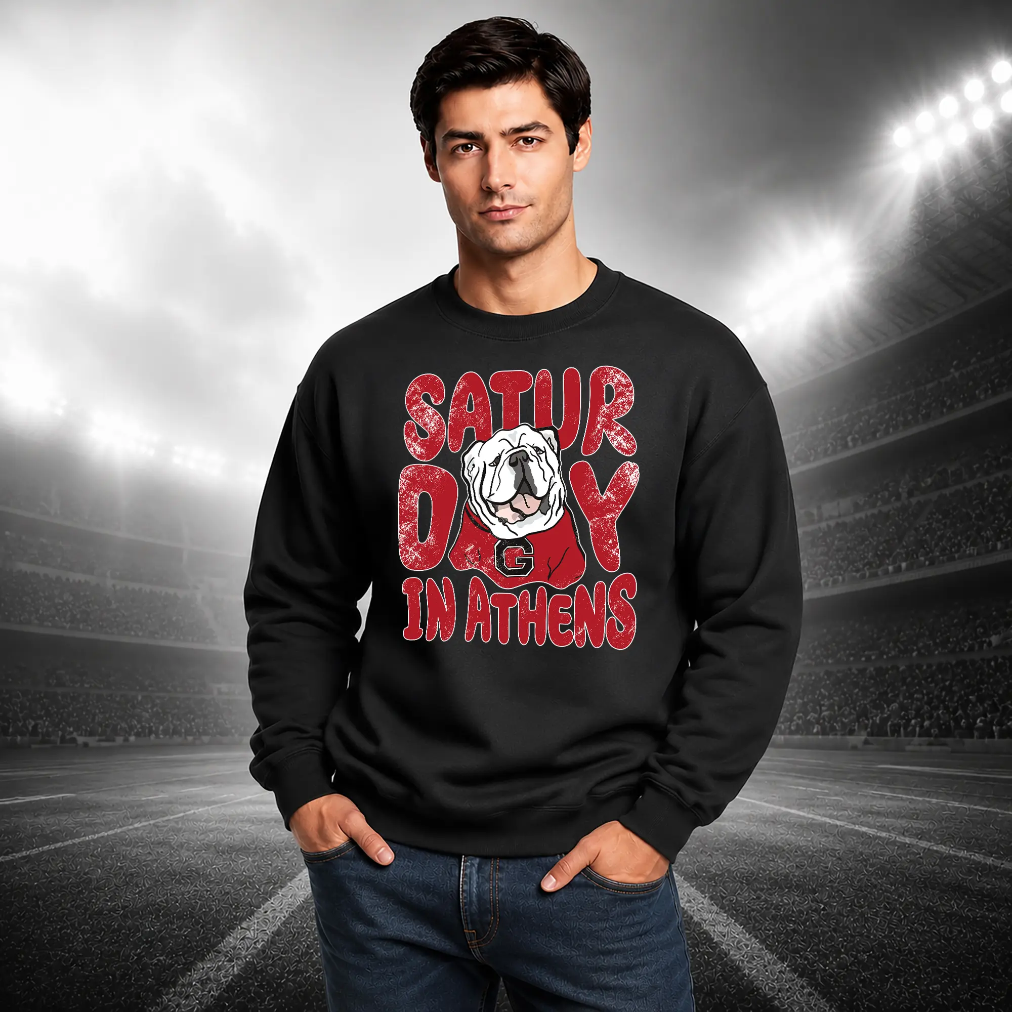 Vintage Georgia Bulldogs Football Sweatshirt, Go Dawgs Crewneck, Dawg Nation Game Day Apparel, Unisex College Football Fan Gift