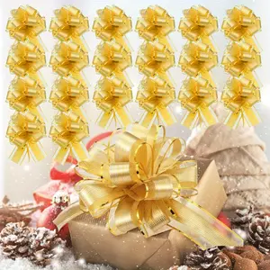 20PCS 6-Inch Golden Heart Pattern Pull Bows,Large Decorative Gift Wrapping Bows for Valentine'S Day,Baskets,Festive Occasions,and Holiday Decorations classroom