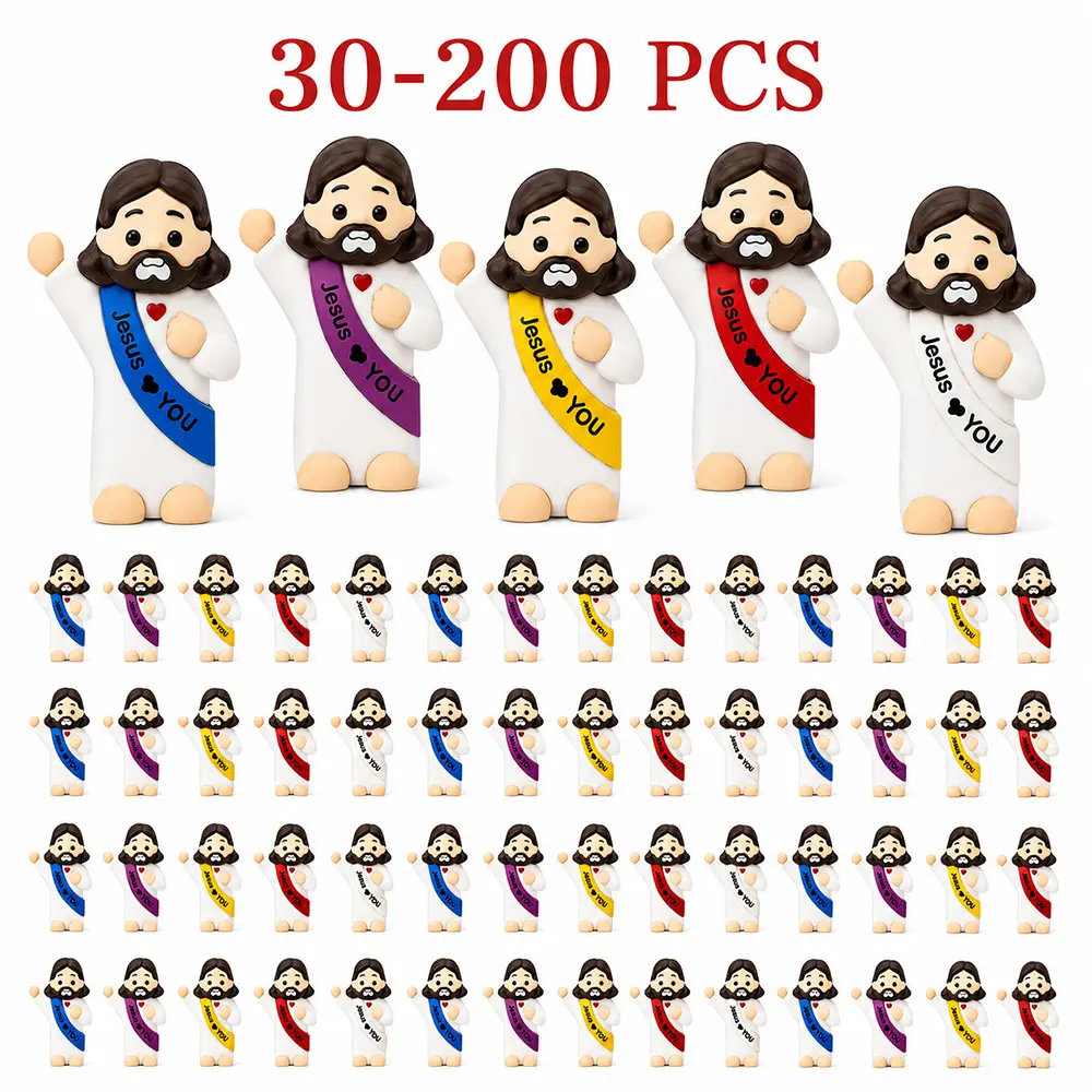Bulk 30 To 200 Piece Kawaii Jesus Miniature Figurine Set Featuring Identical Sized Pieces For Perfect Easter Egg Fillers Holiday Party Favors And Meaningful Christian Blessing Gifts