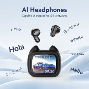 Miniso MS102-AI Translation Earphones, Bluetooth 6.0, LED display, high-fidelity wireless earphones, IPX5 waterproof rating, noise-canceling microphone, stereo in-ear headphones, suitable for office, sports, and study | Built-in microphone | Earphones