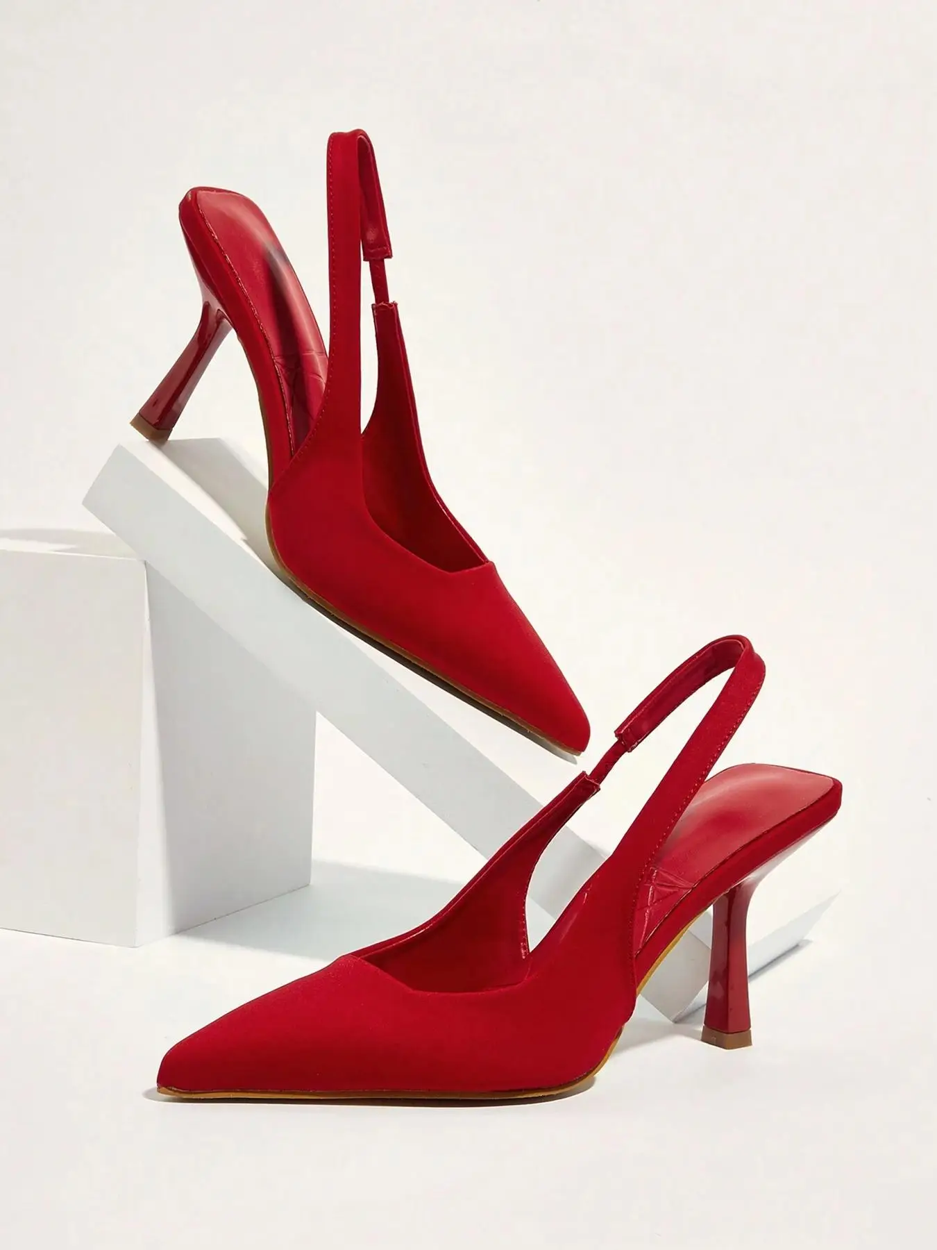 Women's 2024 Summer Solid Color Stiletto Heels, Fashion Sandals, Elegant Fashion Pointed Toe Slingback Heels for Party, Daily Wear