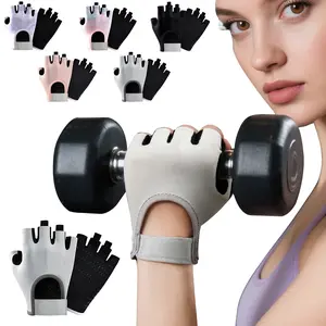 1Pair Workout Gloves for Women Men, Breathable Adjustable Strap Gym Gloves for Working Out, Microfiber Anti-Slip Grip Weightlifting Gym Accessories