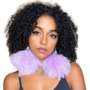 Feather Earrings, Lilac Plumes Fluffy Marabou Down Short Tassel Feather Earrings
