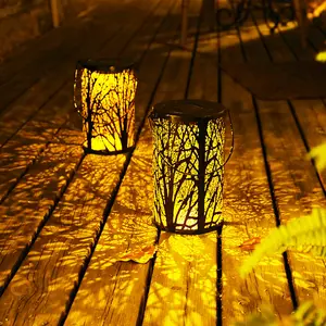 Tree Of Life Design Solar Powered Lantern, 1 Count Outdoor Waterproof Hanging Solar Light, Decorative LED Lantern for Yard, Patio, Lawn, Tabletop, Garden Decor