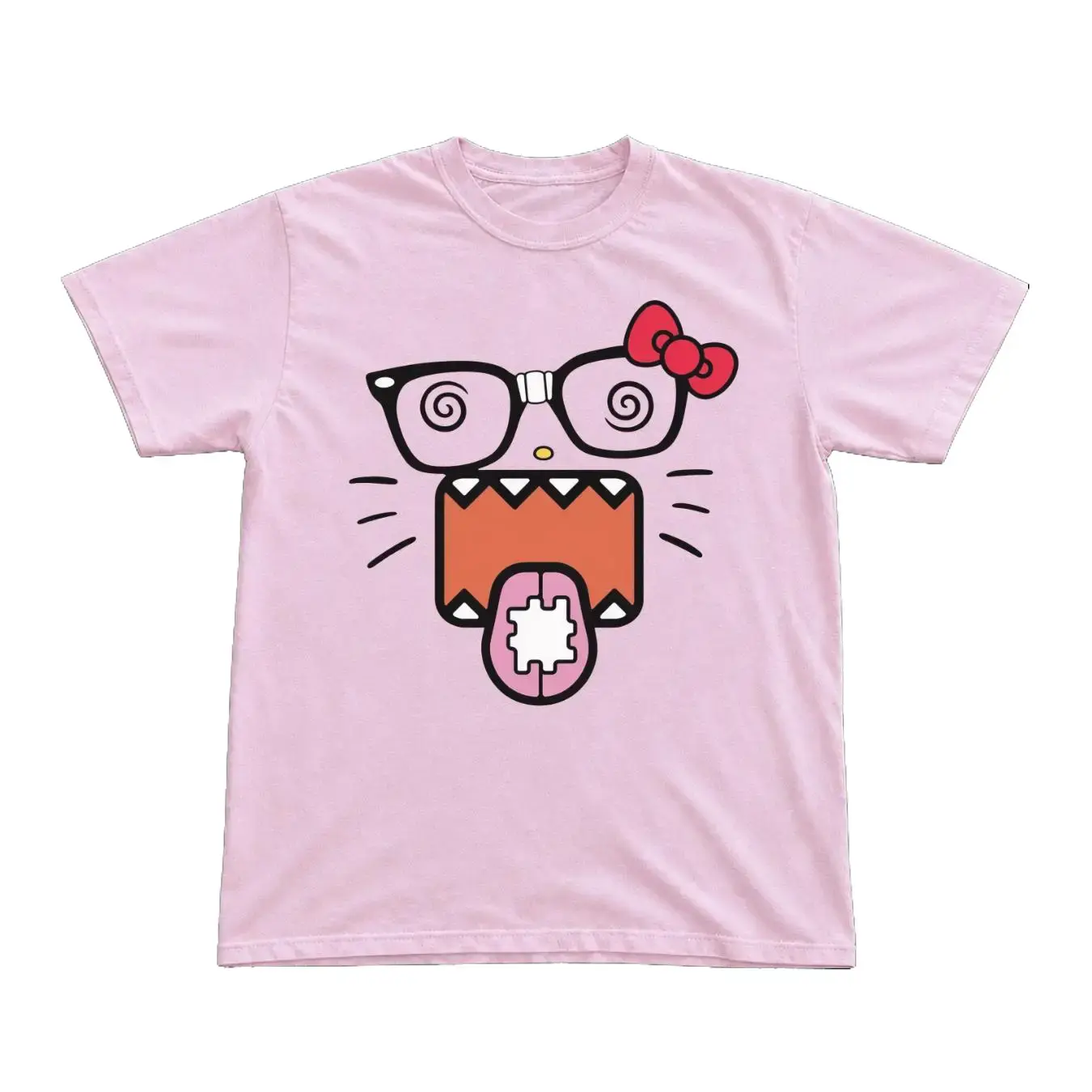 Funny Graphic T-Shirt, Nerd Glasses Cartoon Face Tee, Kawaii Pink Aesthetic, Cute Unisex Cotton Shirt