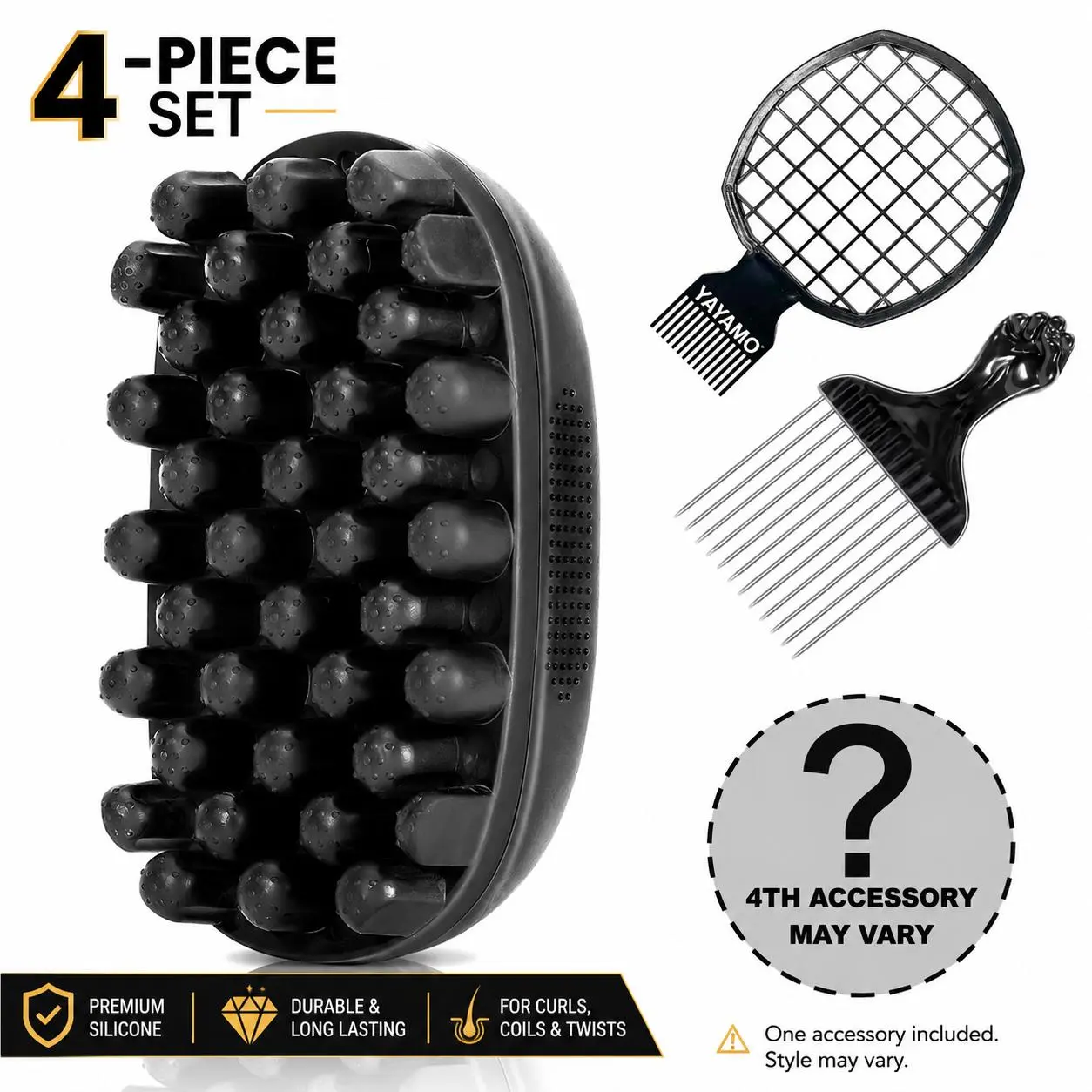 4-Pack Dual-Head Stainless Steel Needle Curl Sponge Freeform Twist Brush for Black Coily Hair, ASMR Head Massager, Self Care Hair Product for Scalp Relief & Styling Support