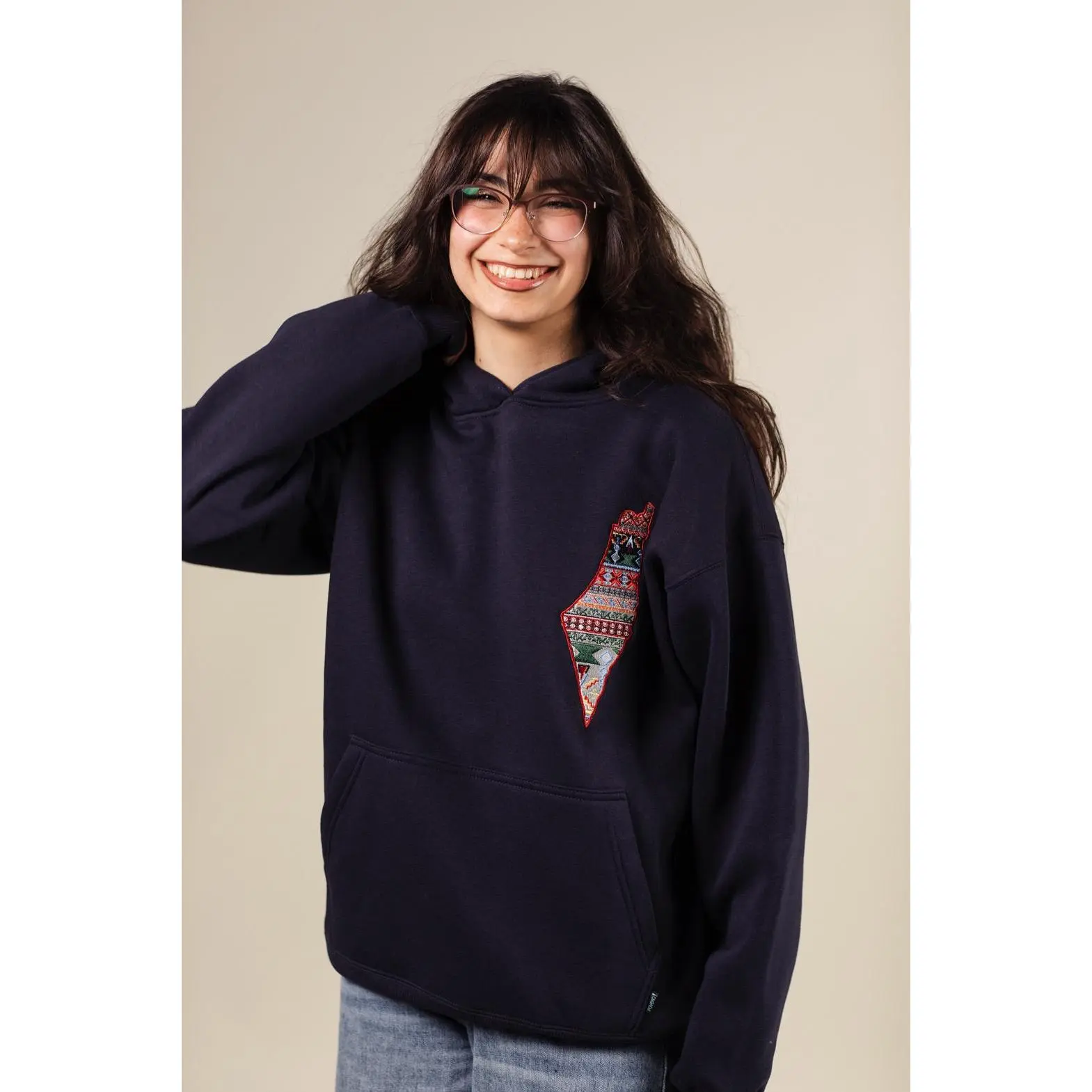 Hoodie - Embroidered Map of Palestine