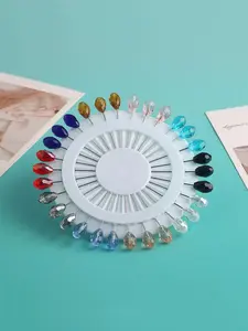 Women's Elegant Rhinestone Safety Pins, Random Color Combination, Headscarf Scarf Pin, British Style Hat Fixing Clips, Durable Metal Pins