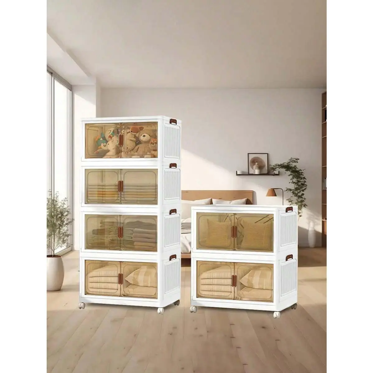 70cm4/5layers Oversized Locker With Wheeled Doors - Waterproof Collapsible Locker For Bedroom Storage Of Clutter, Documents, Toys, Snacks And Plastic Drawers For Storage,