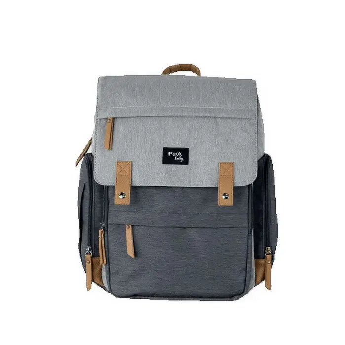 iPack Infant Unisex Carry All Backpack, Gray, 13" x 11.4" x 6.3"