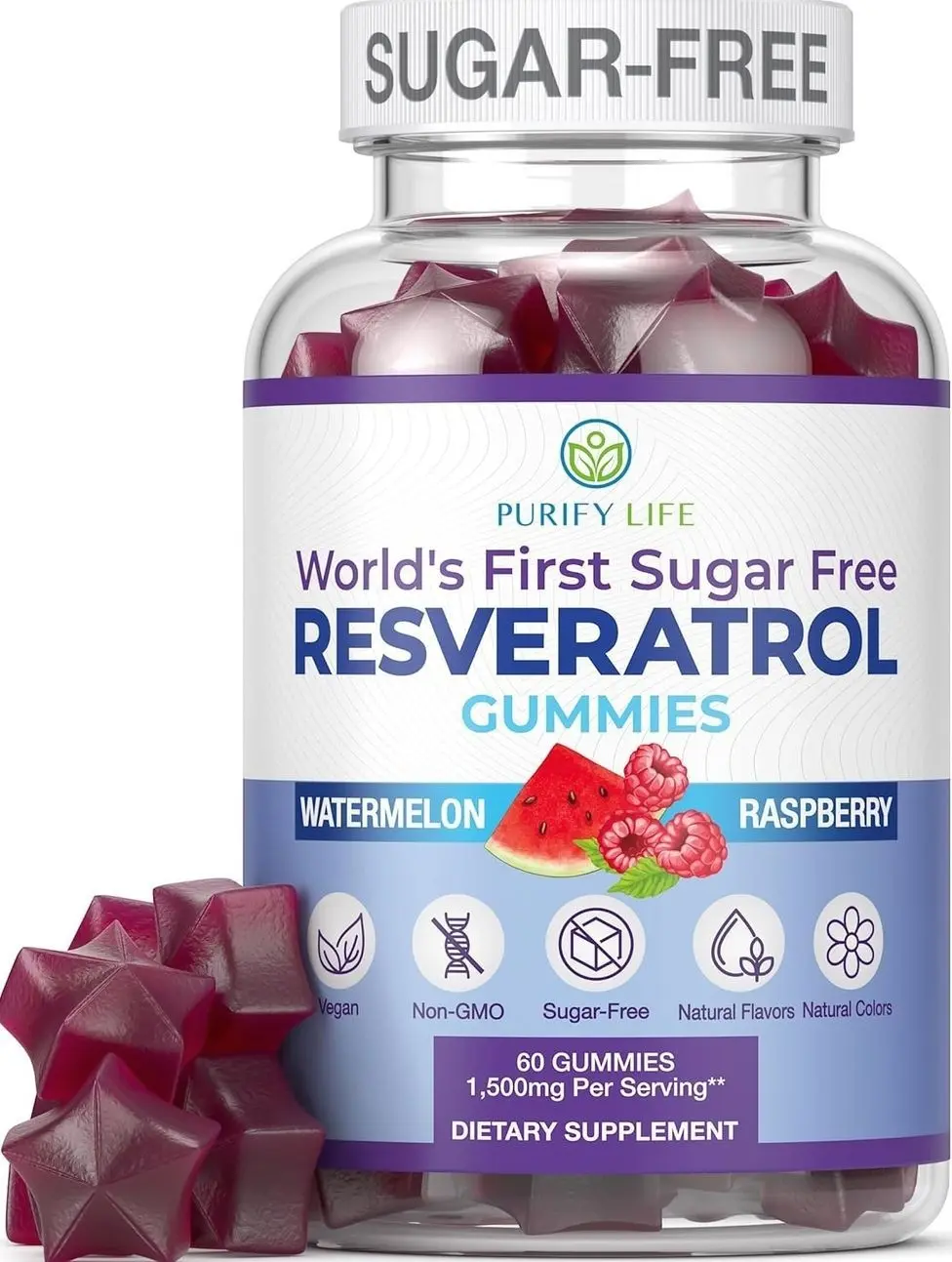 Sugar-Free Resveratrol Gummies - Potent Anti-Aging Antioxidant - Resveratrol Supplement to Support Digestive & Immune Health - Natural Herb for Cell Growth & Repair - Easy Chewable NMN Alternative