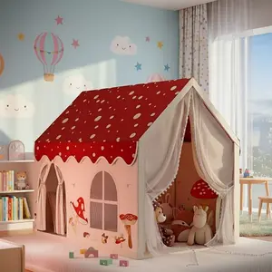 Jumbo Kids Play Tent | Fairy Tale Castle | Windows Curtains Carry Bag | Sturdy Steel Frame | Portable Outdoor Playhouse | Early Learning & Party Decor | Halloween Christmas Birthday Gift | No Accessories | Outdoor Play Equipment