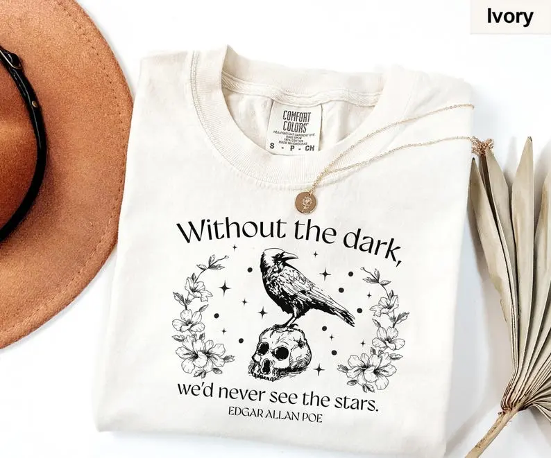 Comfort Colors® Edgar Allan Poe Shirt, Poem Shirt, Gothic Raven Shirt, Dark Academia Sweatshirt, Gothic Skull Shirt, Poetry Themed Gifts, Literary Hoodie