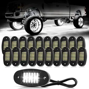 20 Pods White Rock Lights 6000K Pure White 36 LEDs SMD Chips Super Bright Neon Underglow Light IP68 Waterproof for Pickup Trucks SUV UTV ATV RZR Car Boats (White)