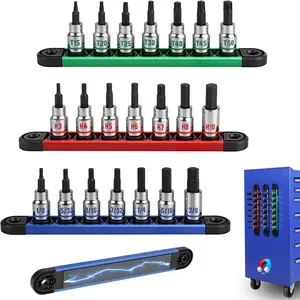 21-Piece Allen Bit Socket Set, 3/8" Drive Hex & Torx Socket Set with Magnetic Sockets Organizer Rail, S2 Steel Bit & Chrome Vanadium Steel Sockets for Professional Garages Workshop