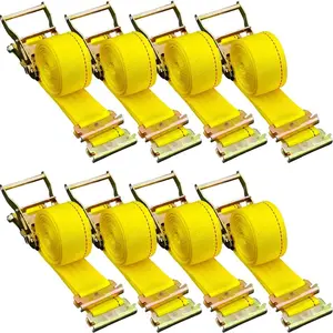 VEVOR E - Track Ratchet Straps, 8 Pack 2x 15' Heavy Duty Cargo Tie - Downs, 4400 lbs Breaking Strength, Standard E Track Fitting Tie Down, E - Track Spring Fittings for Cargo Vans, Trucks, Trailers