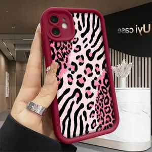 Pink Leopard Print Case Compatible with iPhone 16 16e 15 17 Air 14 13 12 11 Pro Max Plus X XS Rugged Durable Shockproof Anti-Scratch Soft Silicone Precision Fit