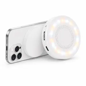 MagSafe magnetic fill light, compatible with iPhone MagSafe phone fill light, CRI97 3360° LED selfie ring fill light with mirror, suitable for selfies, photography, video calls, and video conferences
