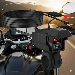 Waterproof Shockproof Motorcycle Phone Charger with PD Fast Charge LED Indicator Durable Hard Case for Bike Outdoor Riding Portable USB-C Charger Motorcycle Accessories