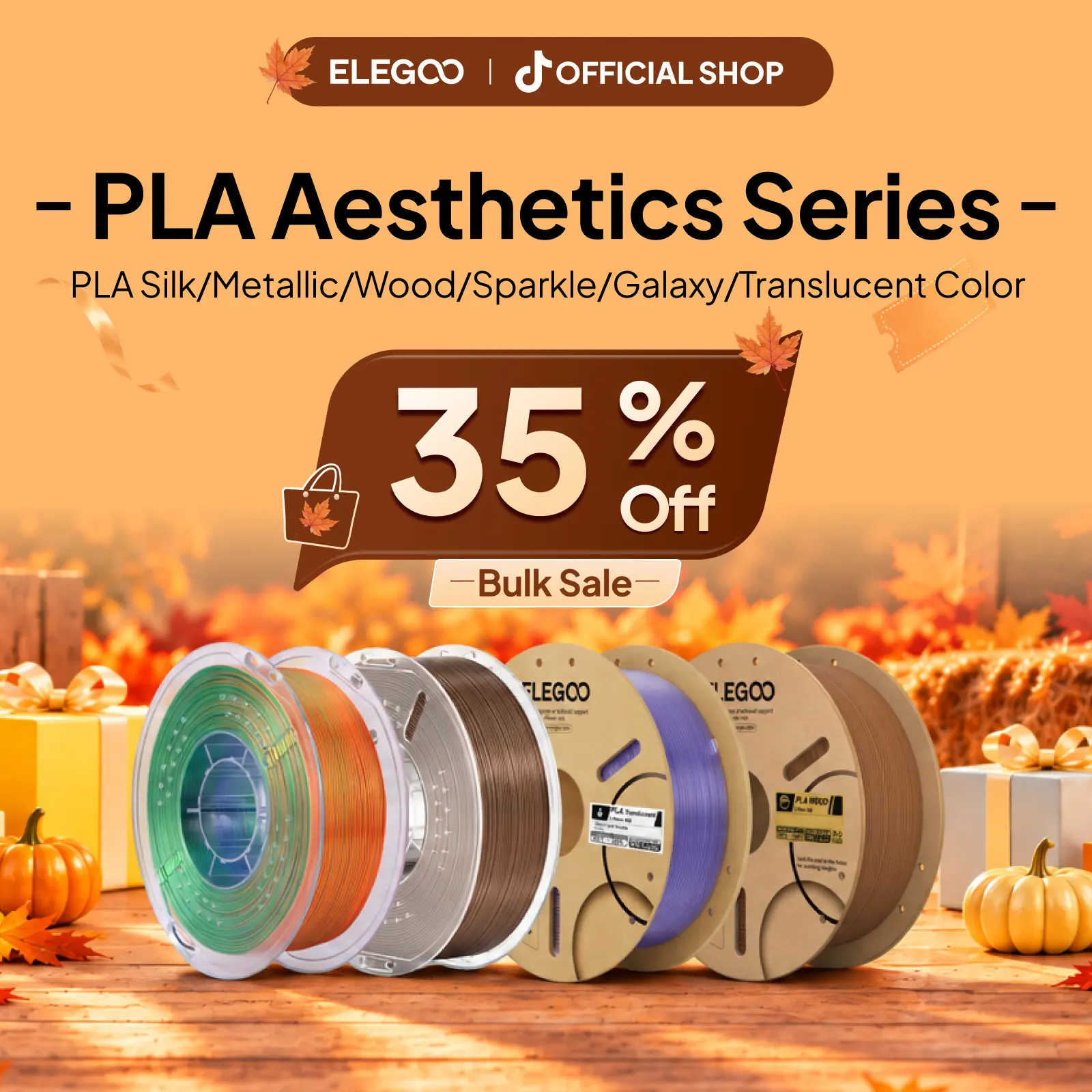 ELEGOO PLA Aesthetics Series 3D Printer Filament 1KG, 1.75 mm, Smooth Extrusion, Triple Colors, PLA Silk/Metallic/Wood/Sparkle/Galaxy/Glow/Translucent Color,techvibes