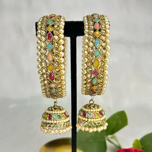 Gorgeous Multi Gold Jhumki Bangles Set