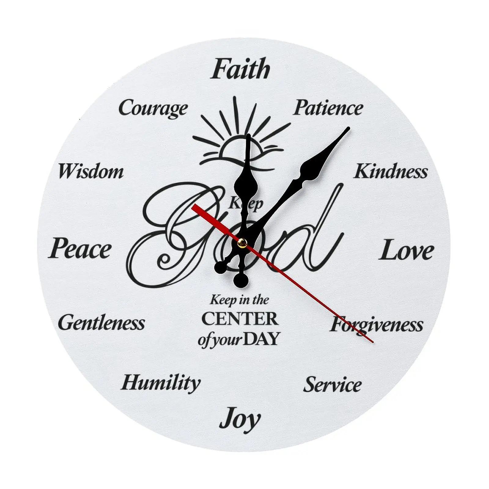 10" Christian "Keep God in the Center" Wall Clock, Silent Non-Ticking Inspirational Religious Decor, Faith-Based Wall Art for Home & Church