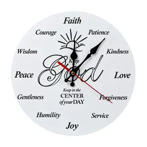 10" Christian "Keep God in the Center" Wall Clock, Silent Non-Ticking Inspirational Religious Decor, Faith-Based Wall Art for Home & Church