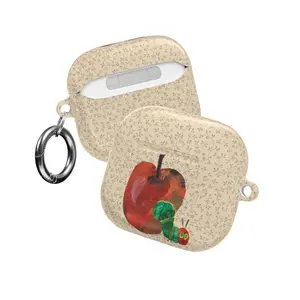 Nostalgic The Very Hungry Caterpillar AirPods Case, Eric Carle Vintage Book Art, Cute Worm & Apple Design, Polka Dot/Vine Pattern Background, Teacher Gift, School Accessory, Case for AirPods Pro/Pro 2, AirPods 1/2/3/4