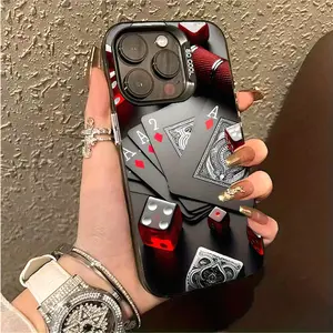 Poker for Iphone 17 16 15 14 13 12 11 PRO MAX PLUS,AIR and iPhone XR XS MAX 7 8Plus 16E SE,Shockproof Ultra-Thin Veneer Hard Cover TPU Protective Phone Case