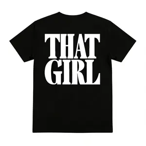 THAT Graphic Cotton Tee for Women - Casual Crew Neck Short Sleeve T-Shirt with Bold Geometric Lettering, Breathable & Soft White Top for Spring/Summer Casual Attire, Summer Tshirt, Semitransparent Material
