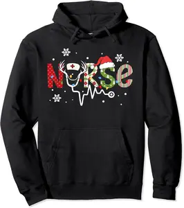 Nurse Christmas Pajama Xmas Lights Happy Holiday Boy Girl Pullover Hoodie - Joelalbe Shop 73B0BJ21QW7H