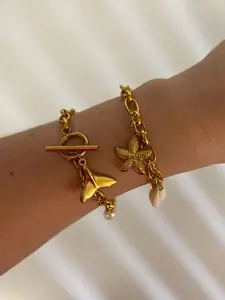 Fashion Starfish & Fish Tail & Shell Design Charm Bracelet, Waterproof Summer Beach Bracelet, Fashion Accessories for Women & Girls, Trendy Jewelry, Adjustable Slider Bracelets