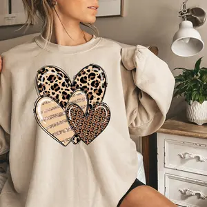 Valentine's Day Sweatshirt, Leopard Heart Sweatshirt, Valentine's Day Gift, Gift for Her, Valentine's Day Crewneck