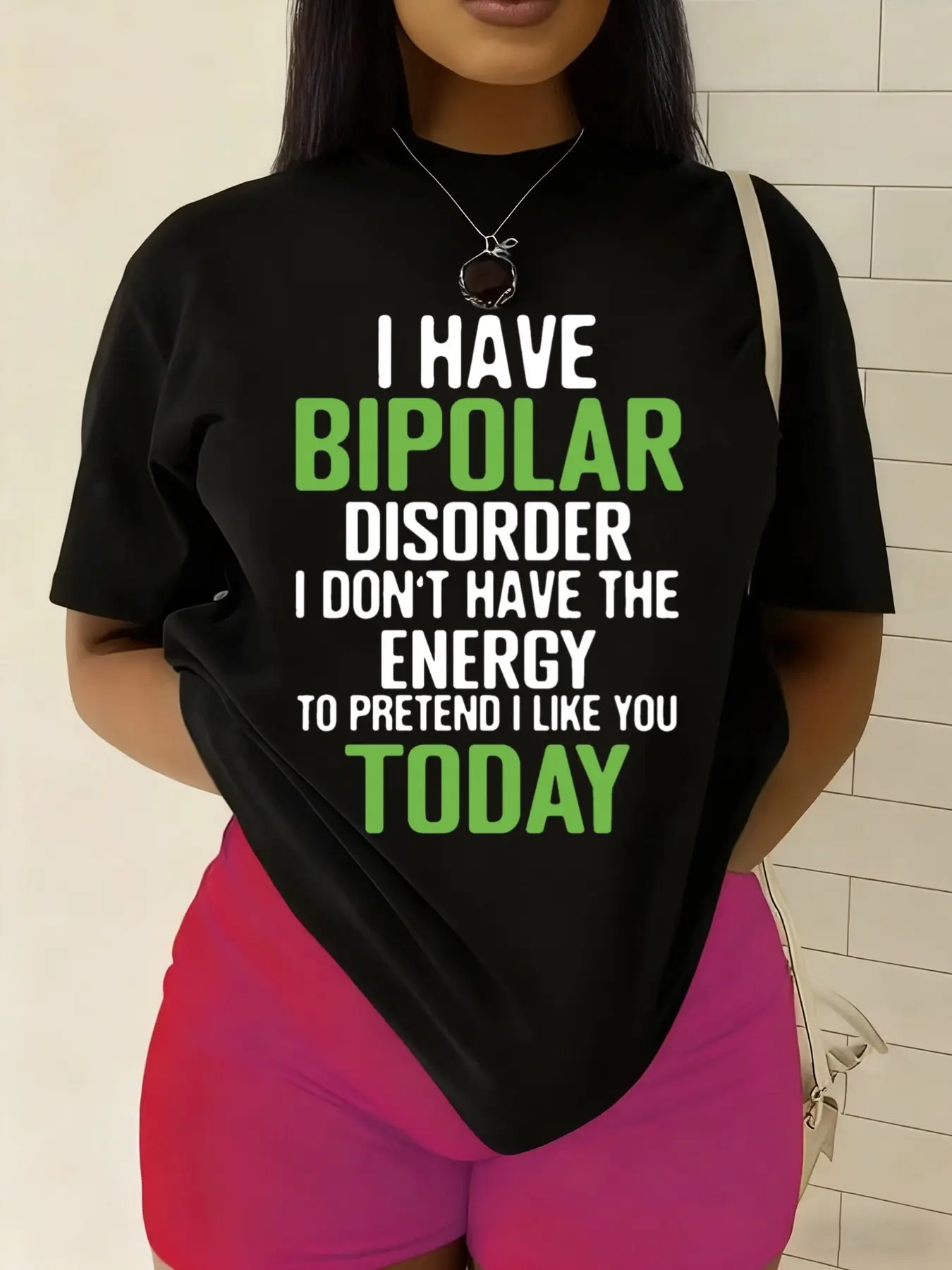 Plus Size, Women's Humorous Bipolar Disorder T-Shi unisex soft cotton short sleeve t shirt, vintage graphic casual tee for men women teens, perfect birthday holiday gift for camping travel gym daily street  wear