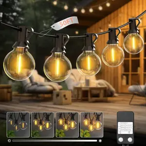 50FT Outdoor String Lights with Dimmer Timer, G40 LED Patio Light with Edison Shatterproof Bulbs, Waterproof Connectable Hanging Lights for Outside Backyard Gazebo