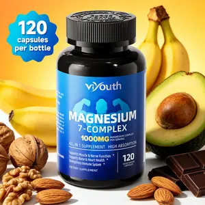 Viyouth 120 Count Magnesium 7-Complex 1000mg Capsules with B6 D3 Zinc, High Absorption Magnesium Glycinate Citrate Malate Blend for Deep Sleep, Anxiety Relief, Muscle Recovery & Bone Heart Wellness, Cortisol Balance