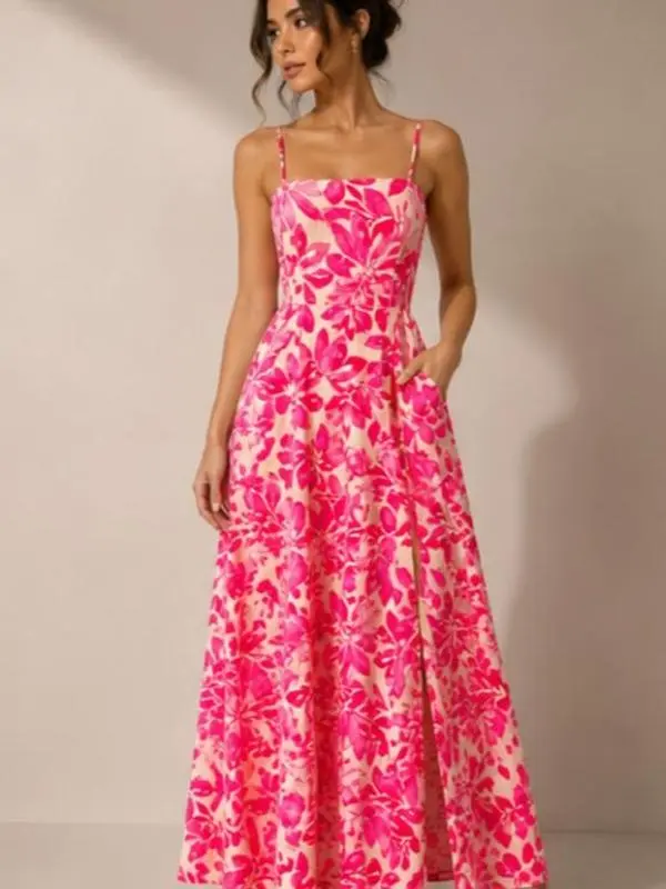 Women's Sunkissed Corset Maxi Dress, Spaghetti Strap, Adjustable, Casual Lady's Dress, Sleeveless