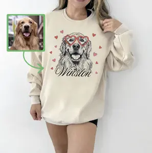 Custom Pet Valentine Graphic Tee Festive with Photo & Name DTG Printed
