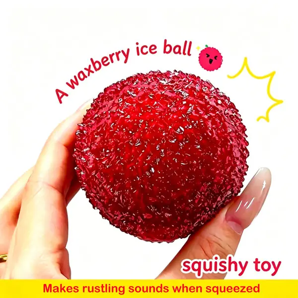 Handmade Crystal Slushy Stress Ball Squishy Toy, Stress Relief Waxberry Squeeze Balls Toy, Stress Relief Ball for Kids Adults, Sensory Fidget Toy for Anxiety Relief