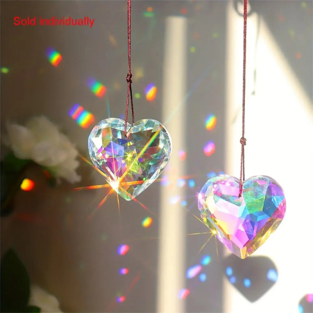 Heart Shaped Prism Pendant, 1 Count Crystal Glass Suncatcher, Hanging Decor for Home Garden Party Car, Hanging Ornaments