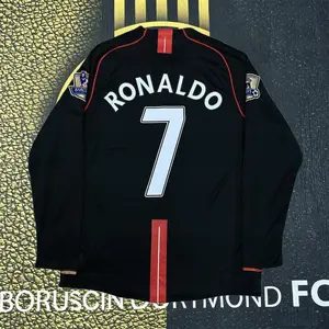 07 08C7 Ronaldo Away Black Long Sleeve Vintage JerseyFan Edition Edition
