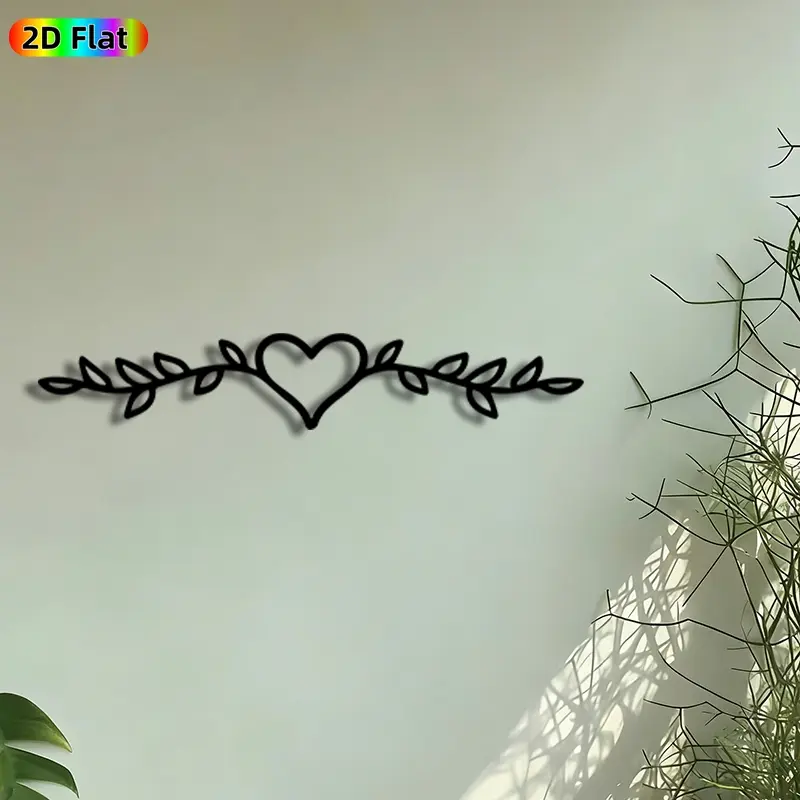 1pc Heart with Leafy Vine Metal Wall Art, Heart Wreath Statue Mural, Metalwork, Intricate Craftsmanship, Perfect for Valentines Day, Wedding Decor, Decoration, Living Room Bedroom Wedding Venue Decor, Ideal Gift for Romantic Decor Enthusiasts.