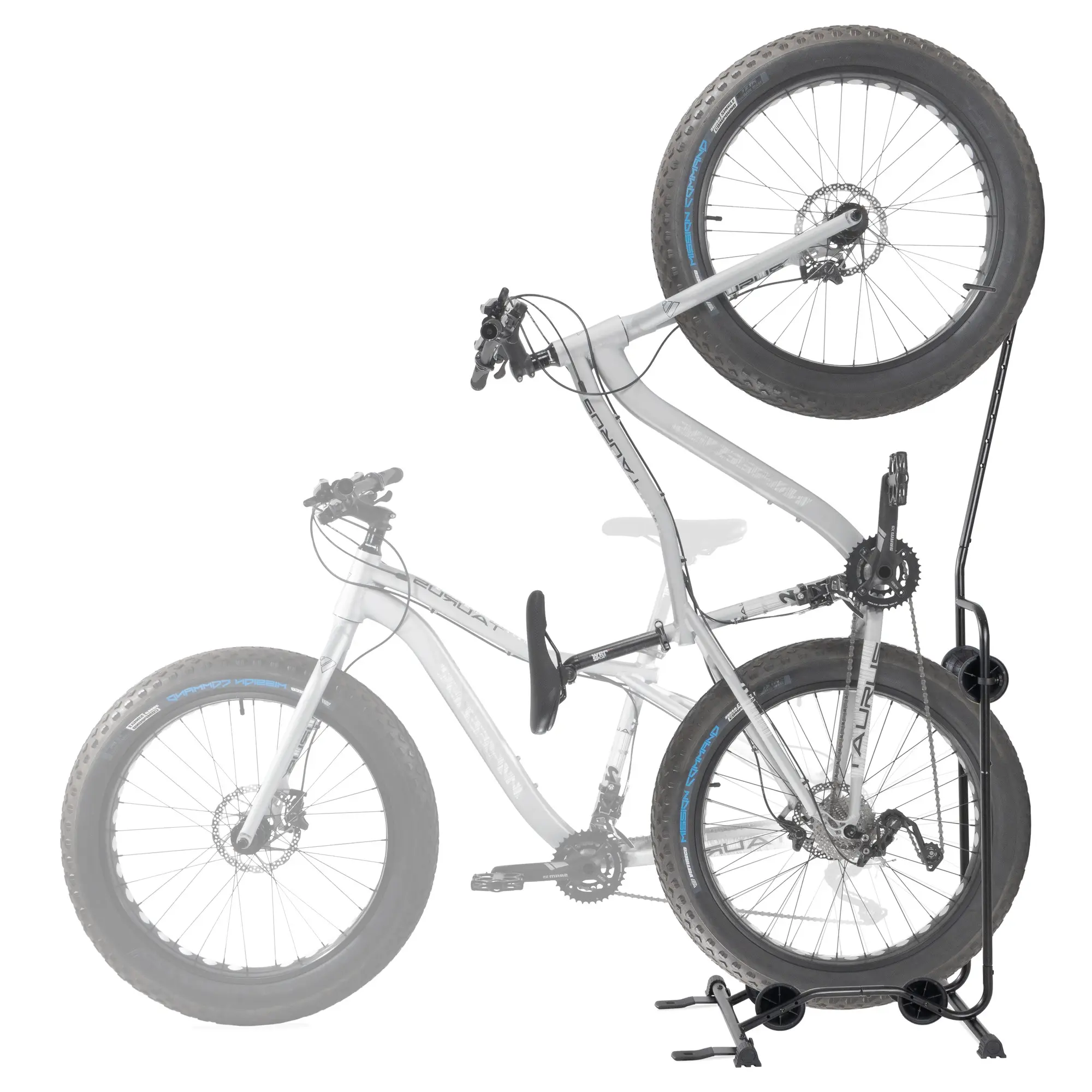 CyclingDeal Upright Bike Stand - for Fat Bikes MTB Road Bikes with up to 4" Tire Width - Premium Quality Vertical & Horizontal Adjustable Bicycle Floor Parking Rack - Wheel Sizes up to 29”