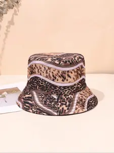Leopard Print Double-sided Bucket Hat, Casual Outdoor Sun Protection Hat for Women & Men, Fashion Accessories for Daily Wear